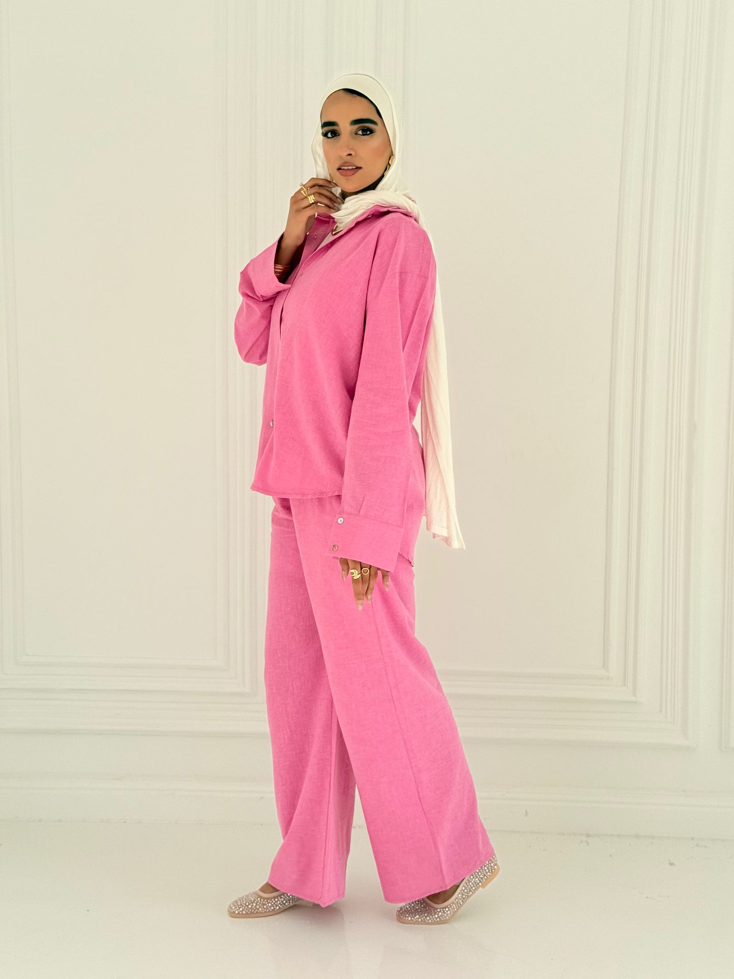 Fancy linen Set In Pink