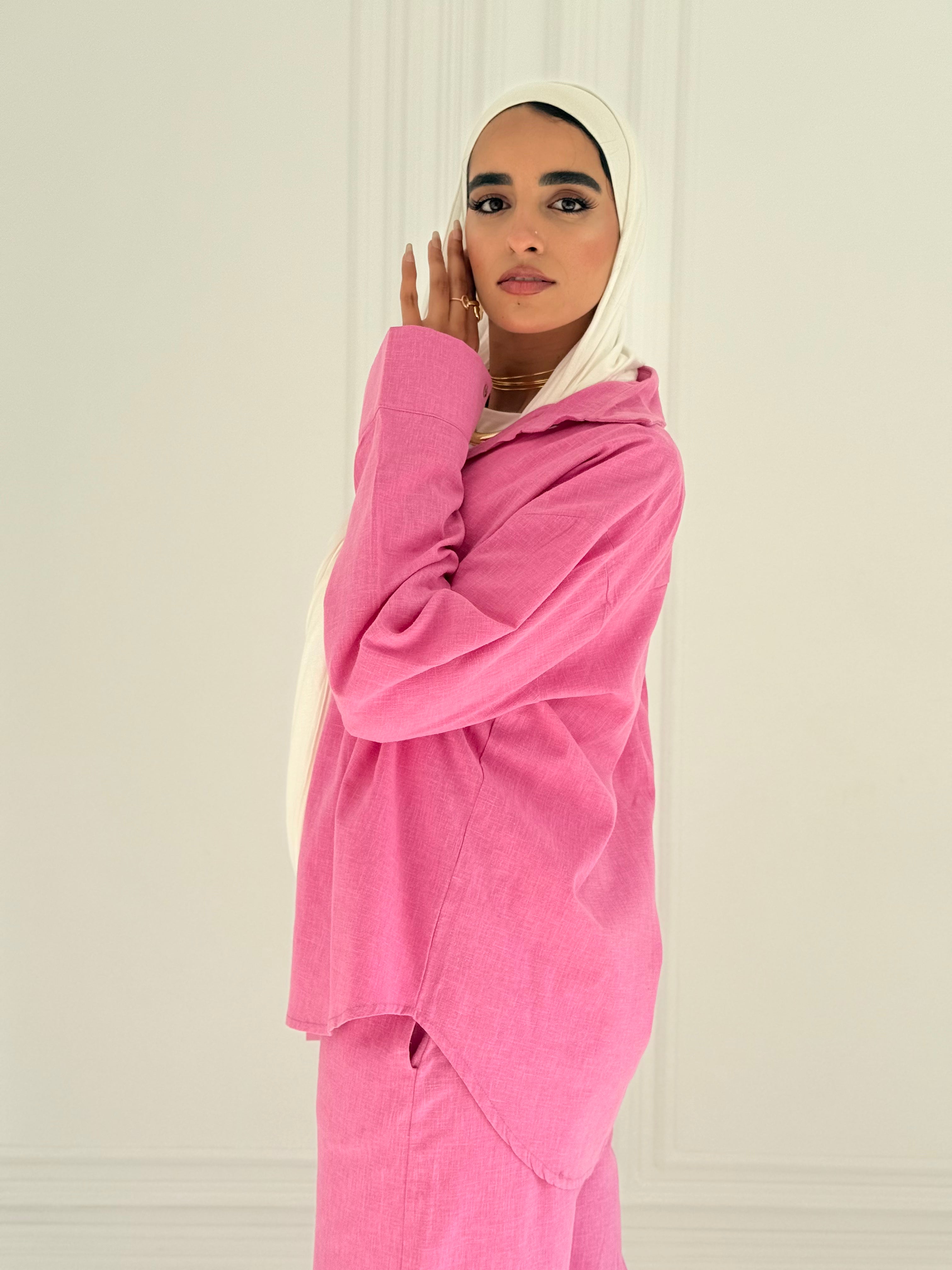 Fancy linen Set In Pink