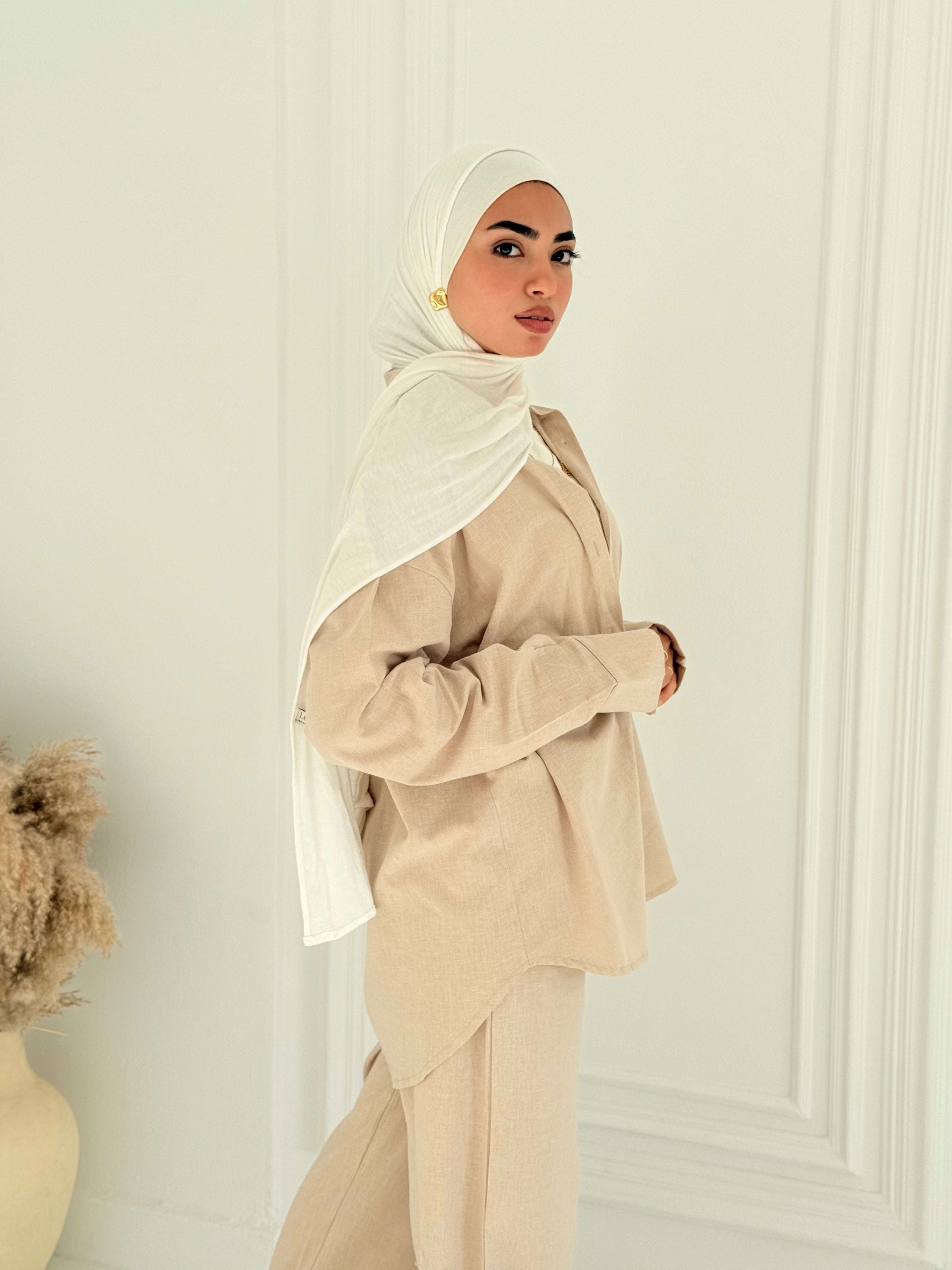 Fancy linen Set In Beige