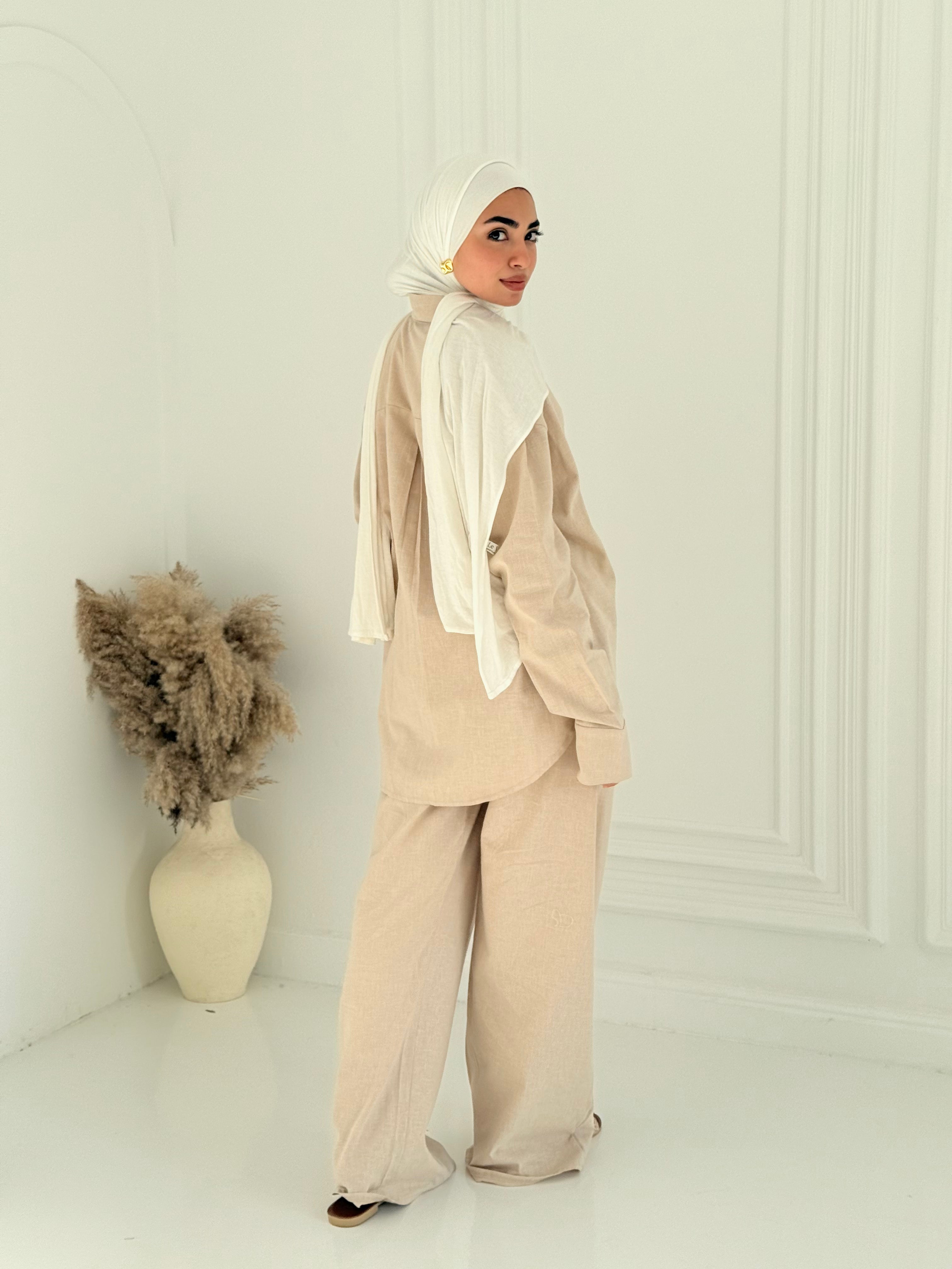 Fancy linen Set In Beige