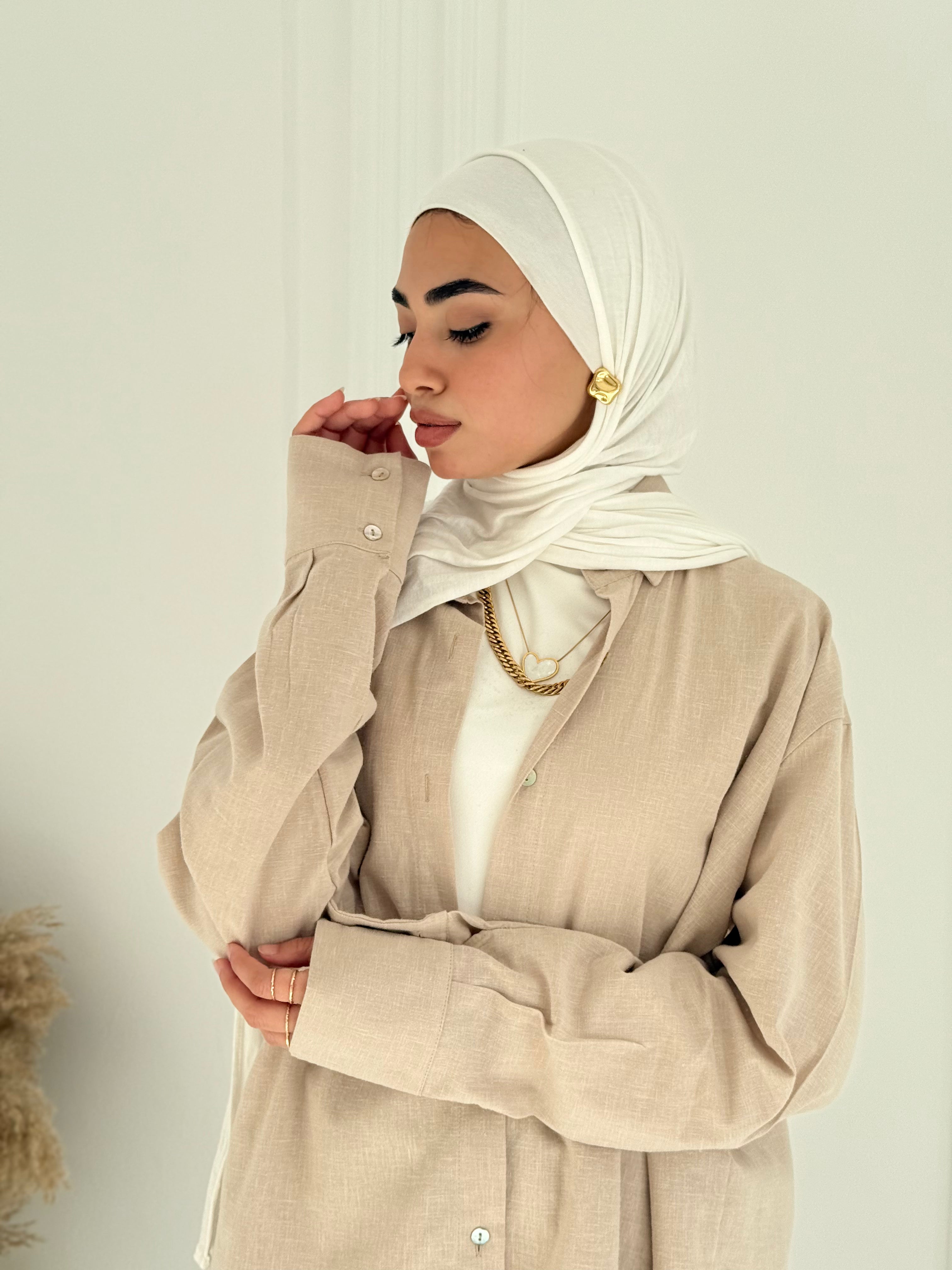 Fancy linen Set In Beige