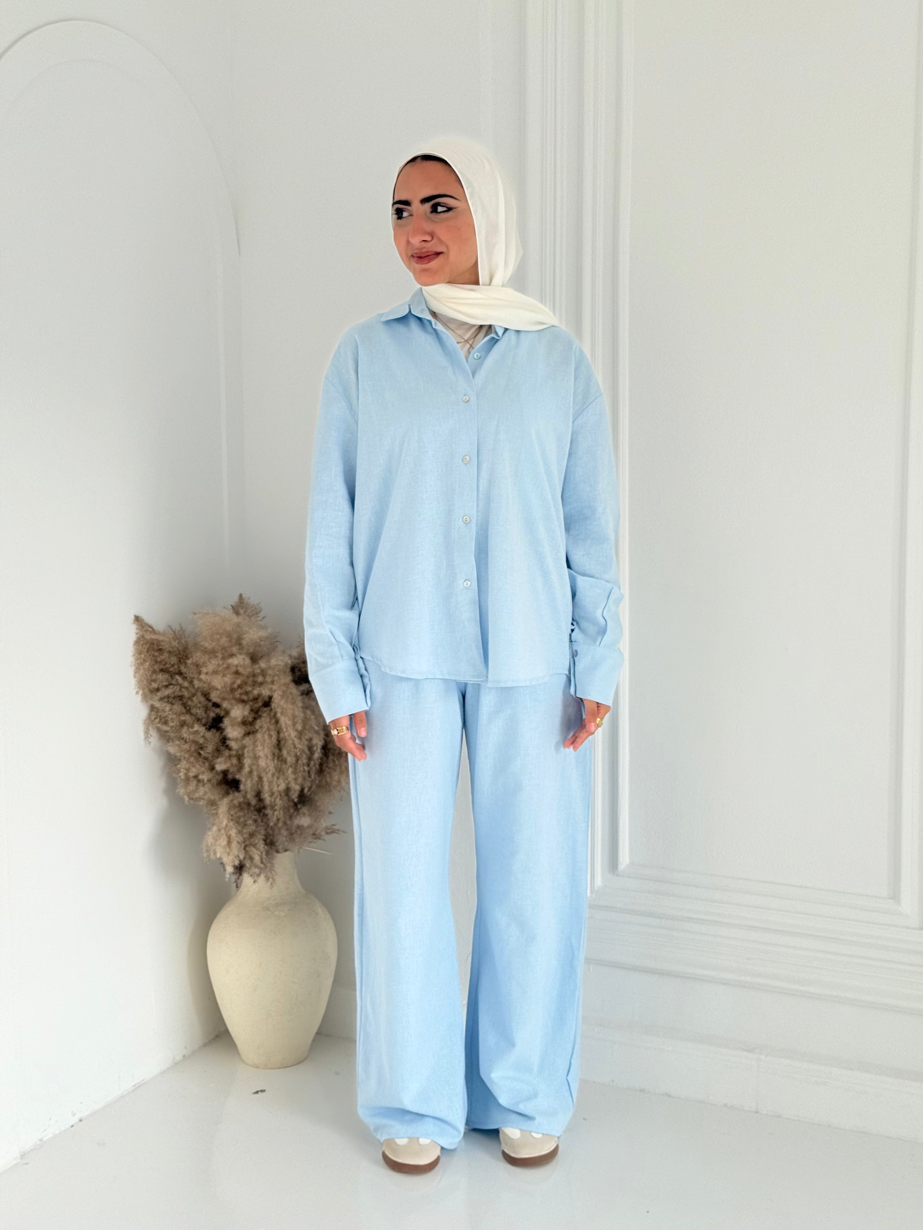 Fancy linen Set In Baby-Blue