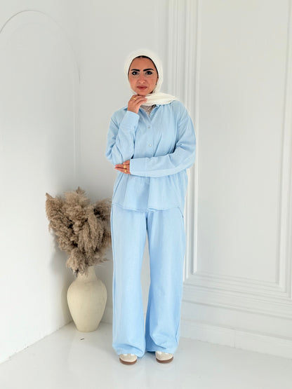 Fancy linen Set In Baby-Blue