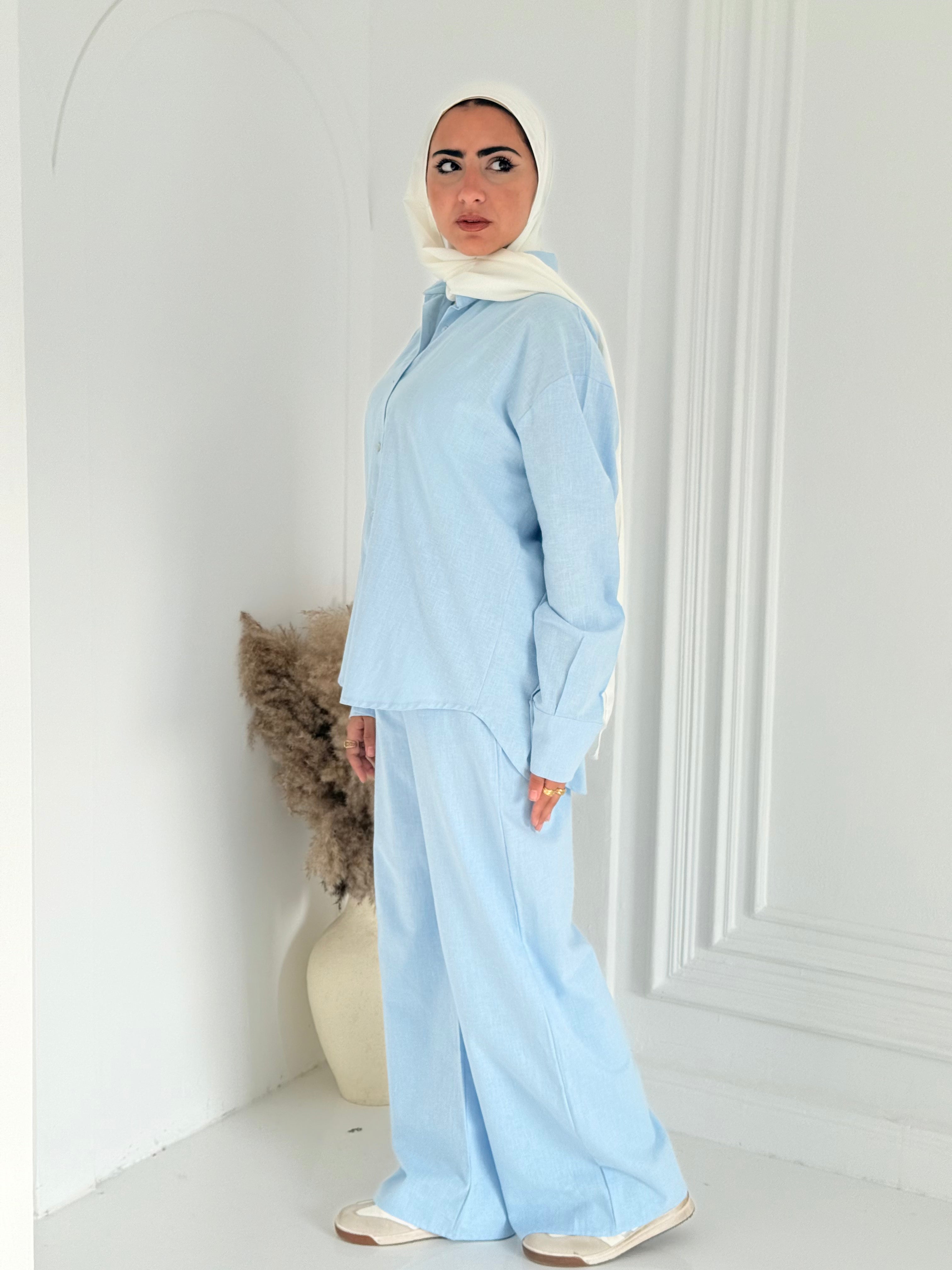 Fancy linen Set In Baby-Blue