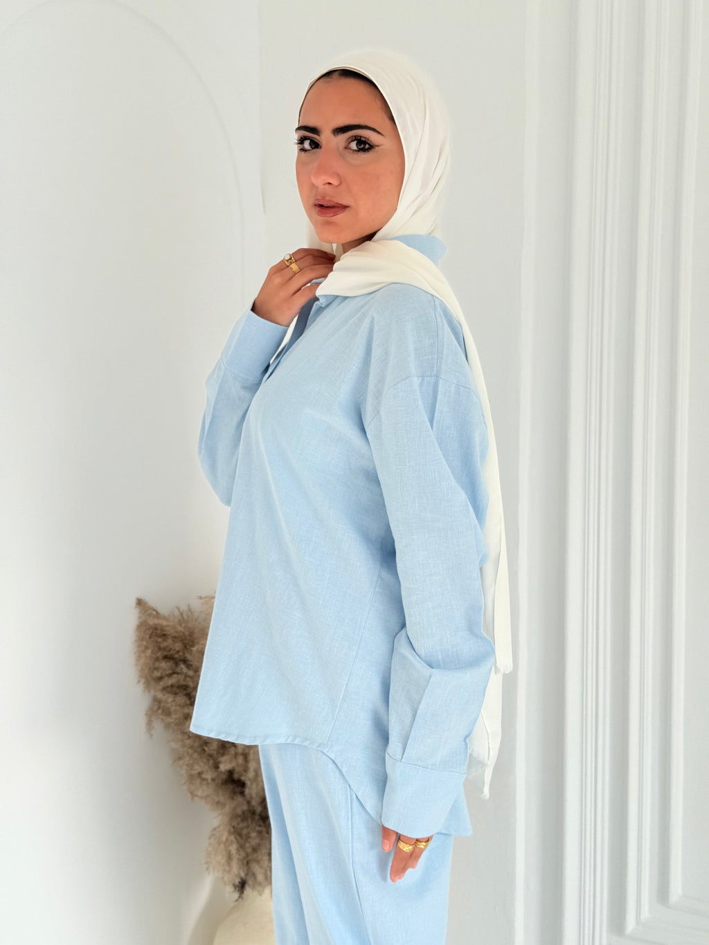 Fancy linen Set In Baby-Blue