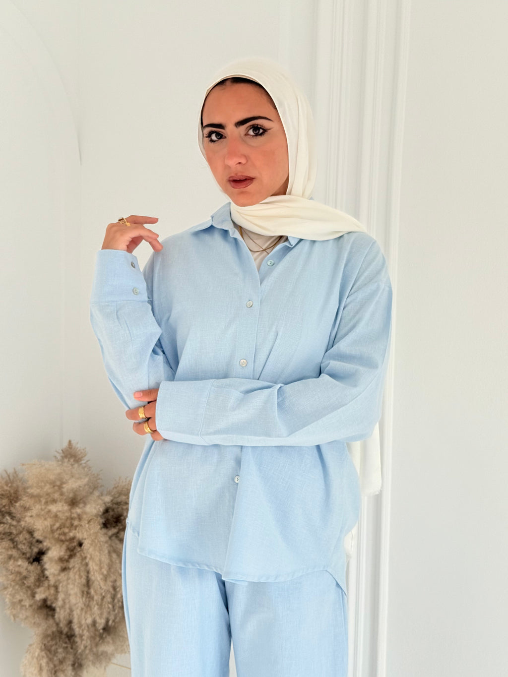 Fancy linen Set In Baby-Blue