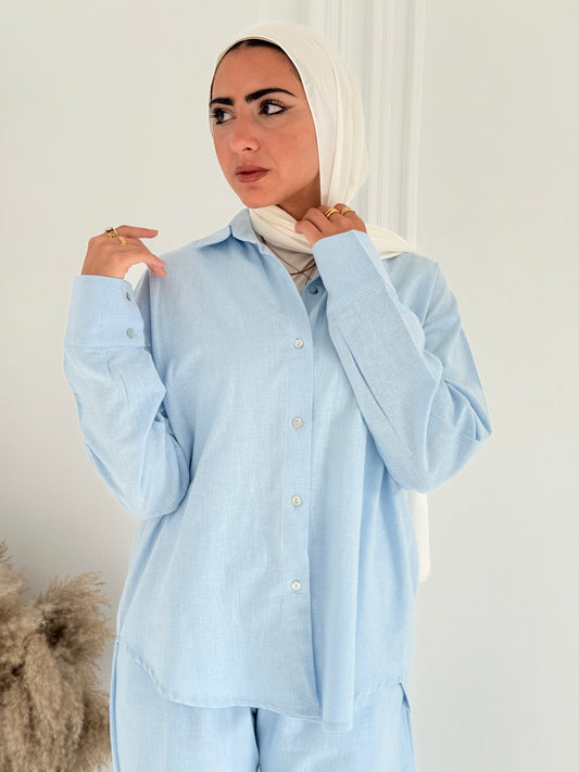 Fancy linen Set In Baby-Blue