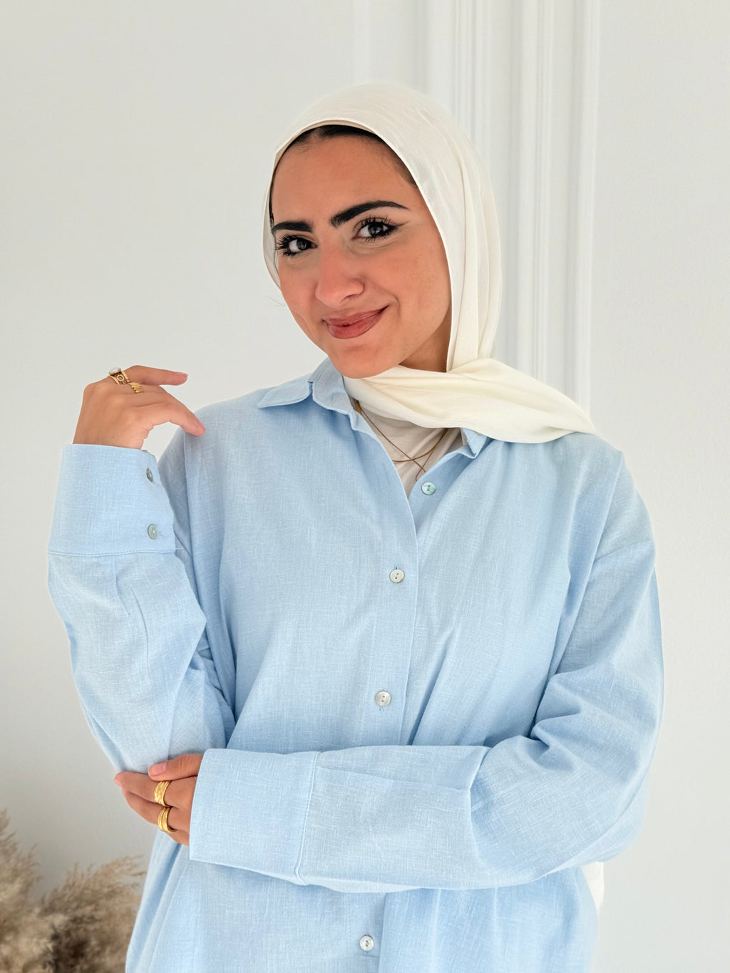 Fancy linen Set In Baby-Blue