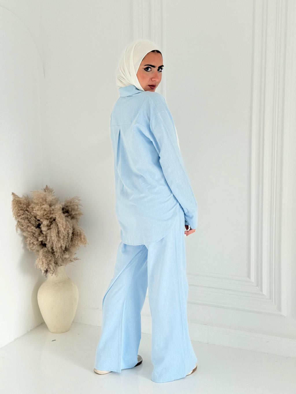 Fancy linen Set In Baby-Blue