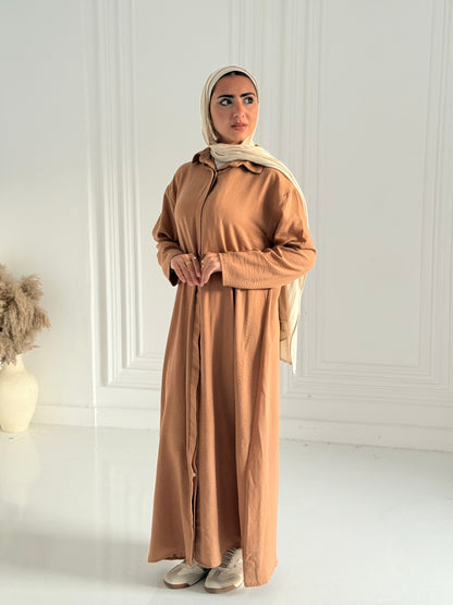 Extension Long Shirt Dress In Brown