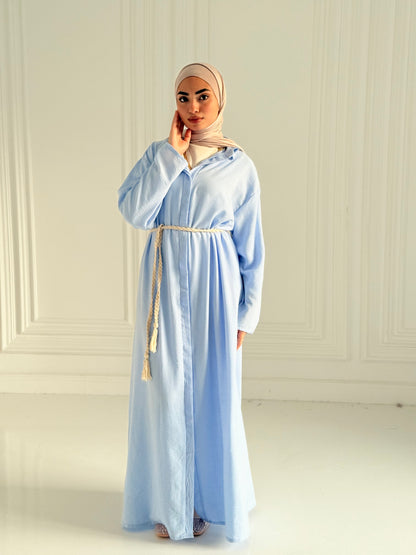 Extension Long Shirt Dress In Sky-Blue