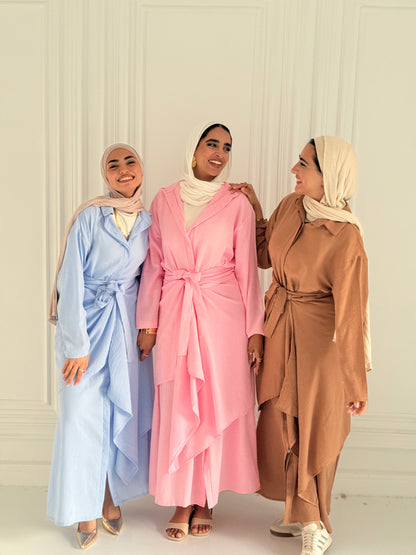 Extension Long Shirt Dress In Sky-Blue