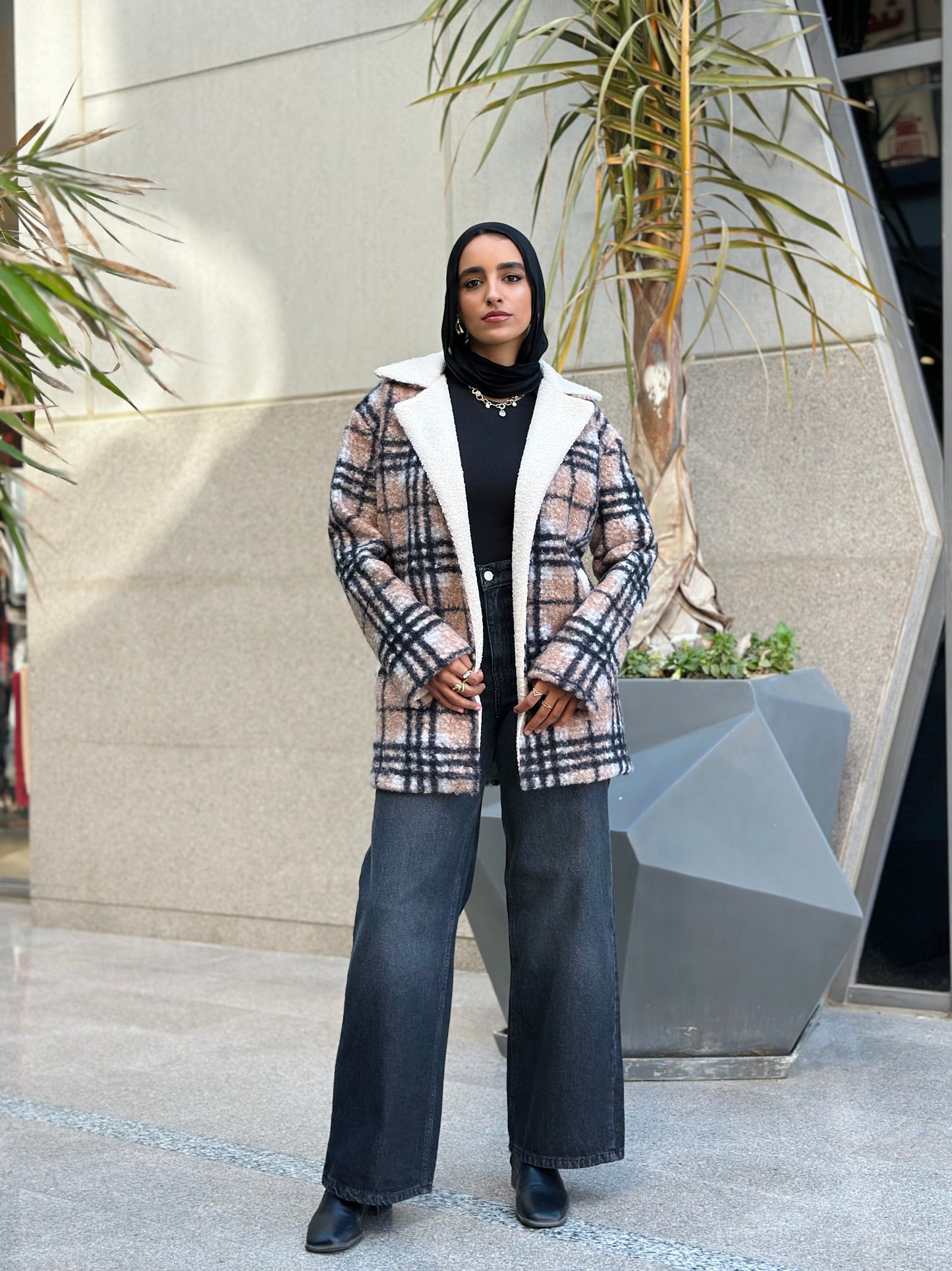 Checkered Jacket — Beige