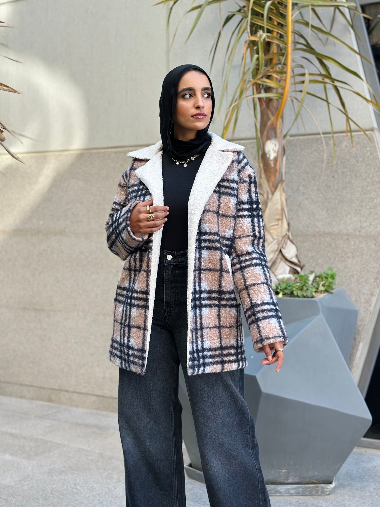 Checkered Jacket — Beige