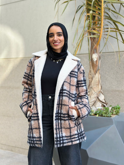 Checkered Jacket — Beige