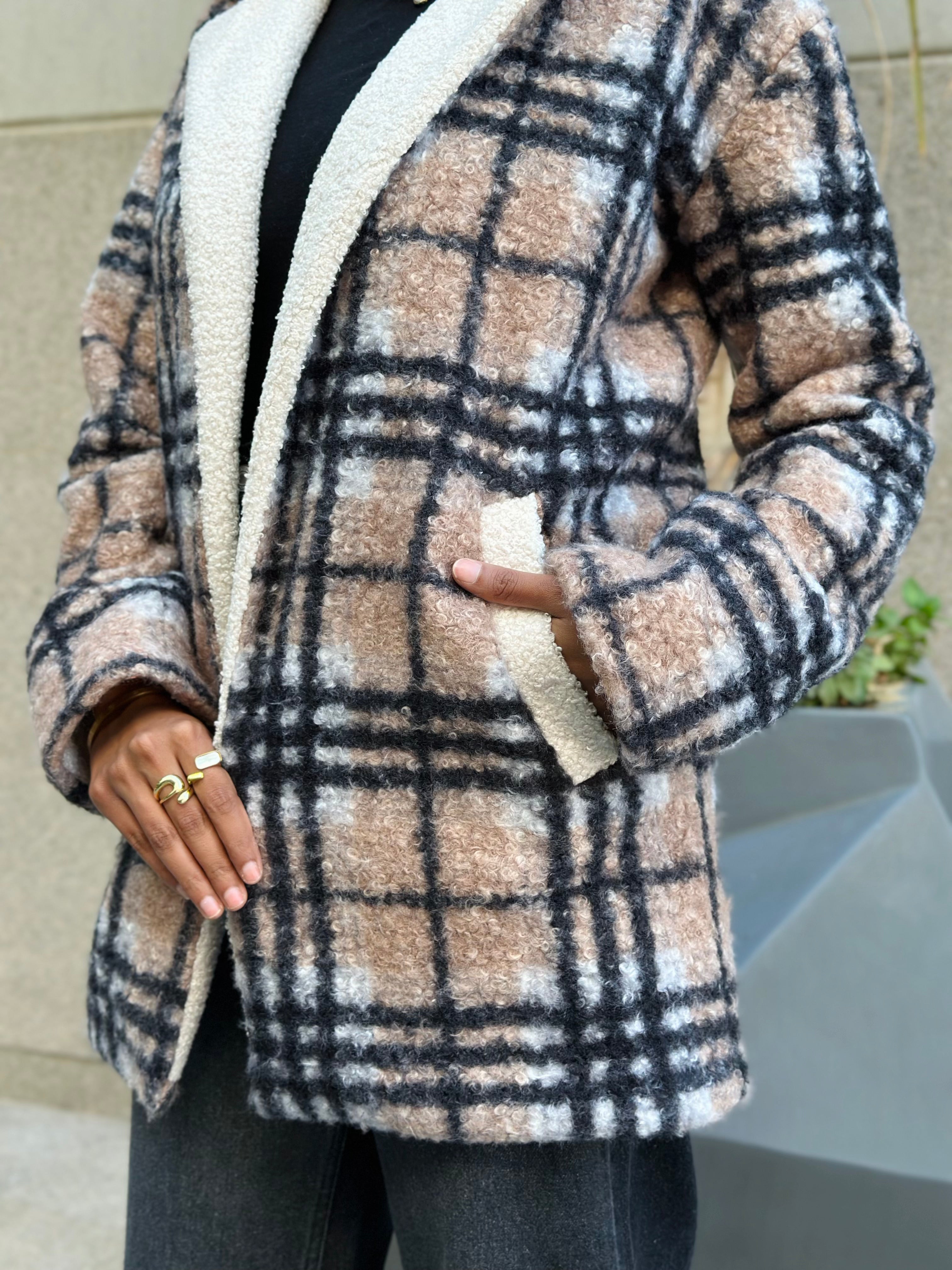 Checkered Jacket — Beige