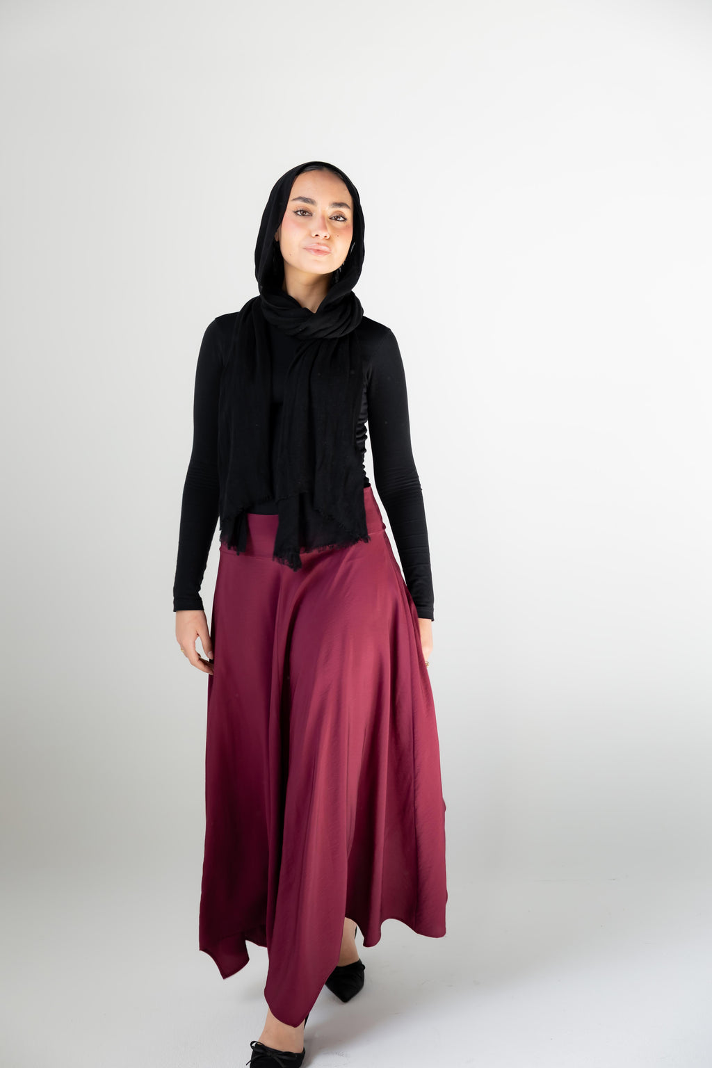 Petal Flow Skirt — Burgundy