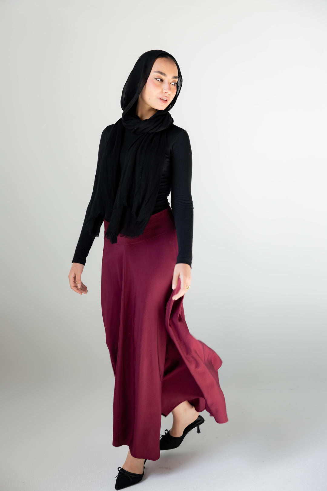 Petal Flow Skirt — Burgundy