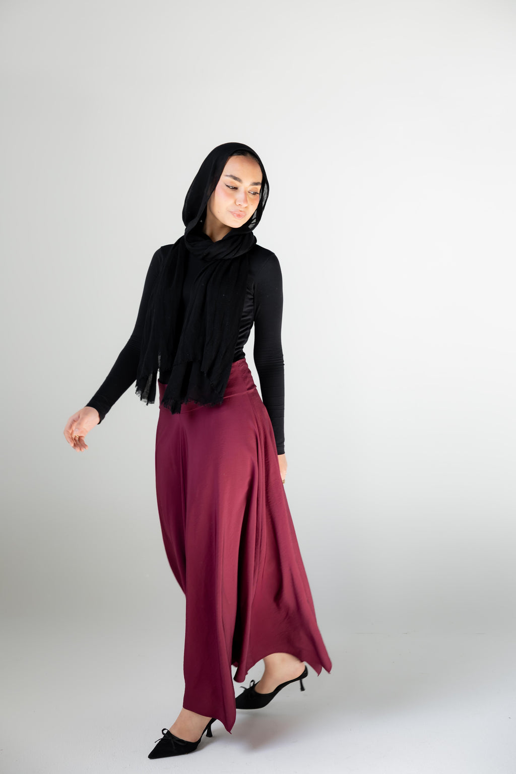 Petal Flow Skirt — Burgundy