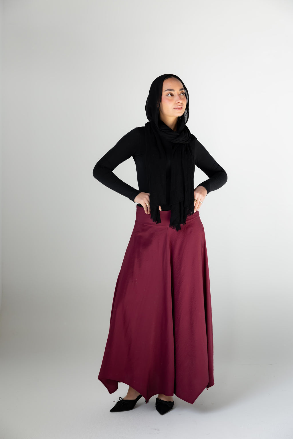 Petal Flow Skirt — Burgundy