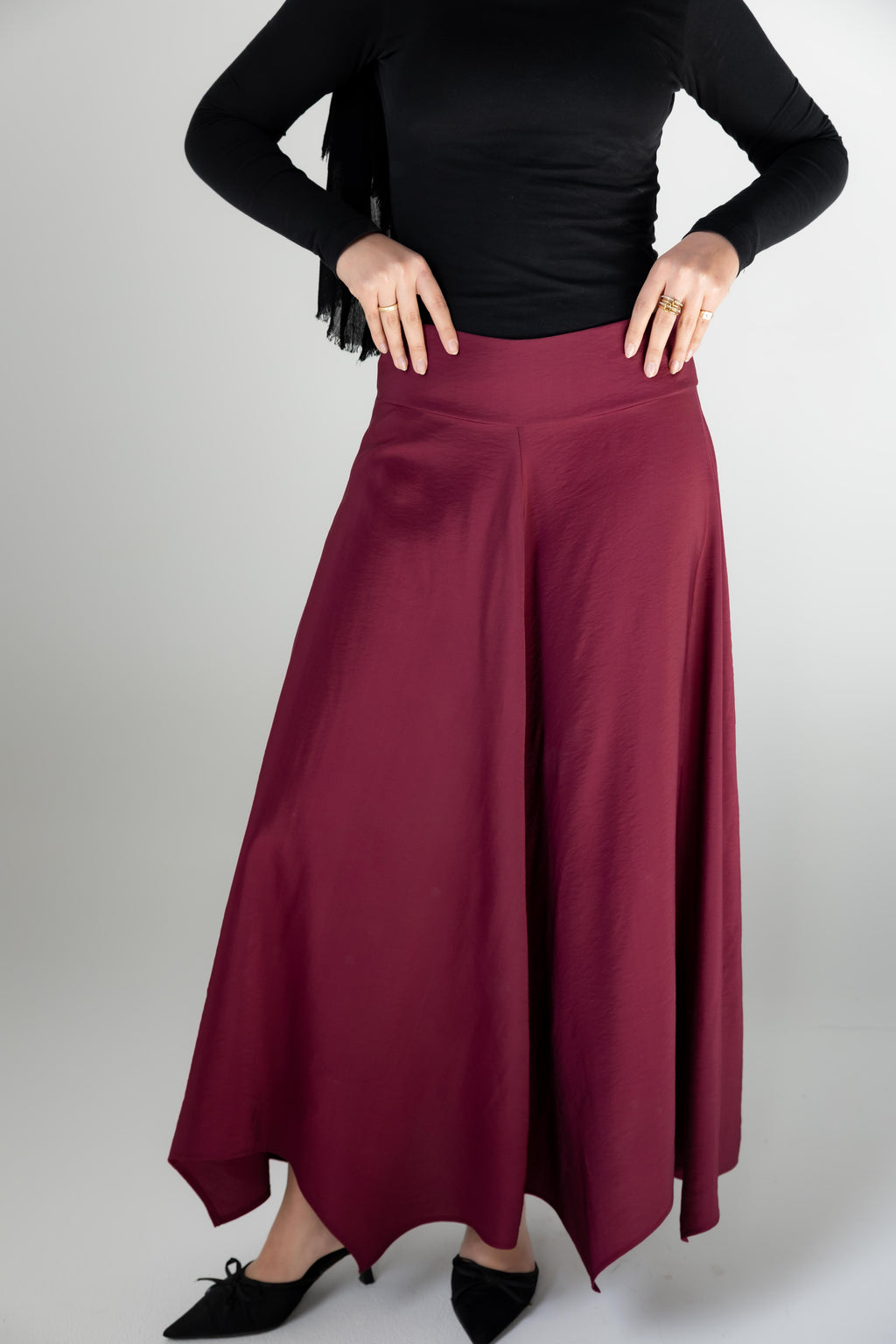 Petal Flow Skirt — Burgundy