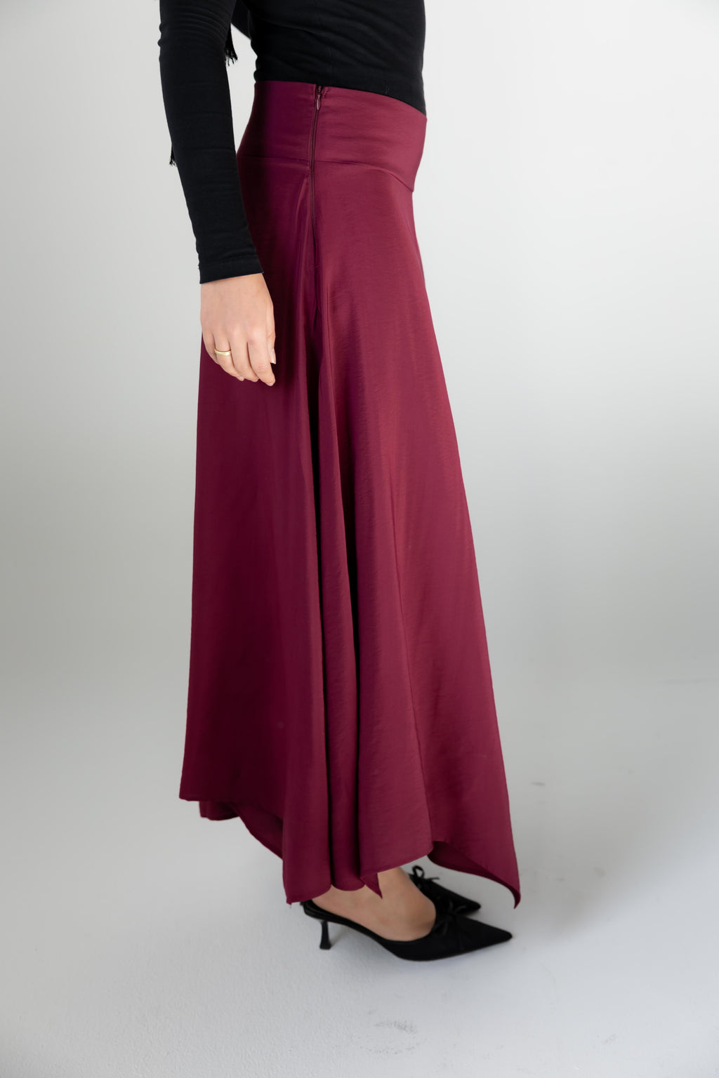 Petal Flow Skirt — Burgundy