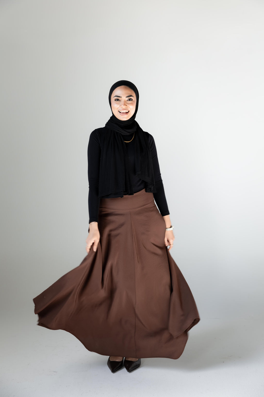 Petal Flow Skirt — Brown