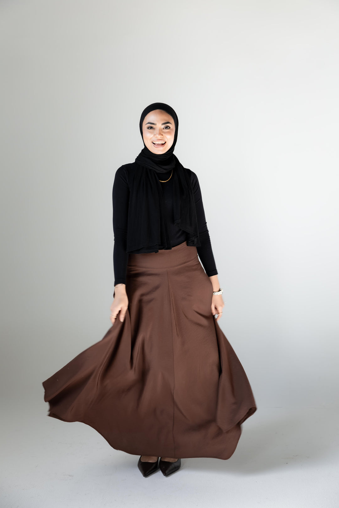 Petal Flow Skirt — Brown