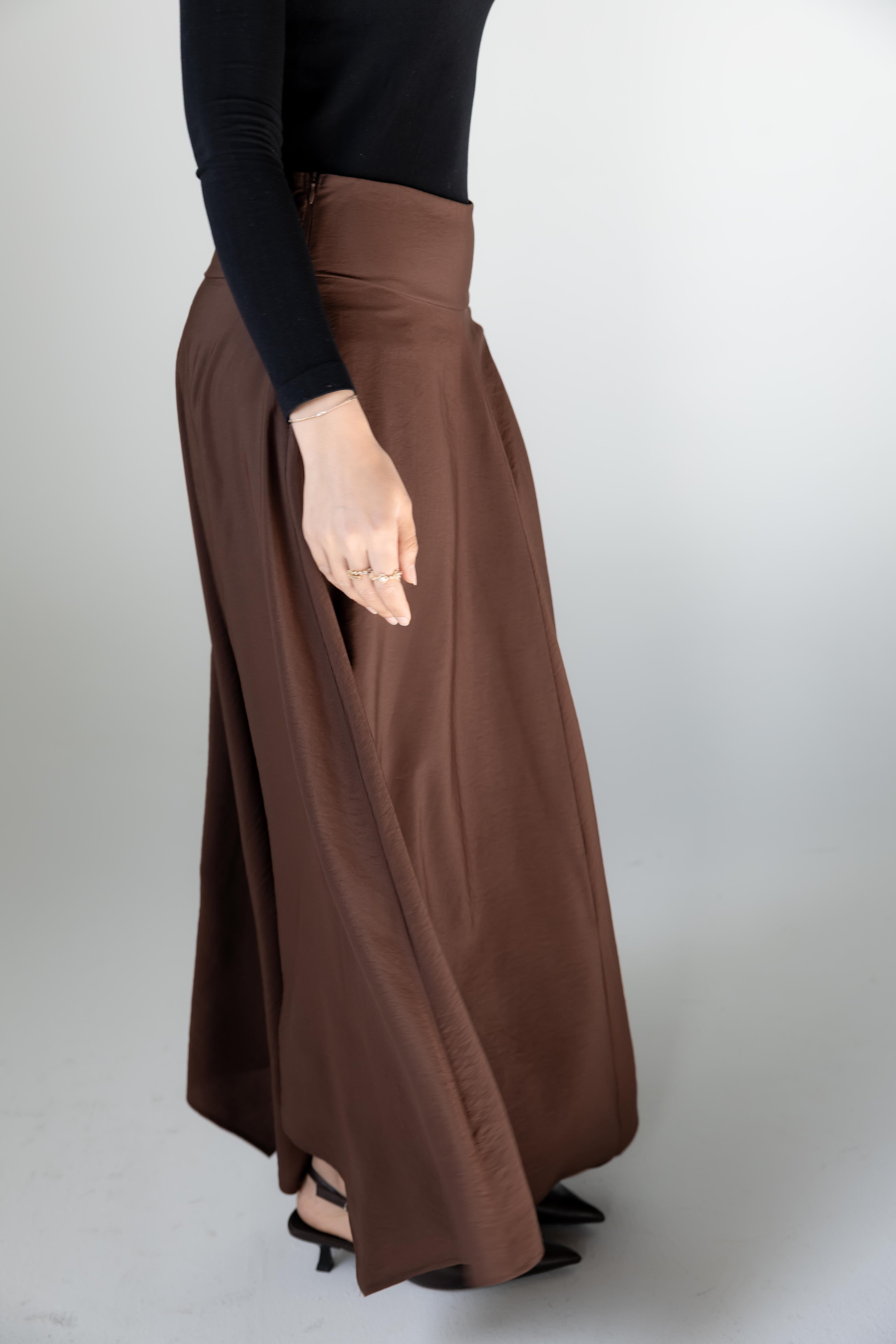 Petal Flow Skirt — Brown