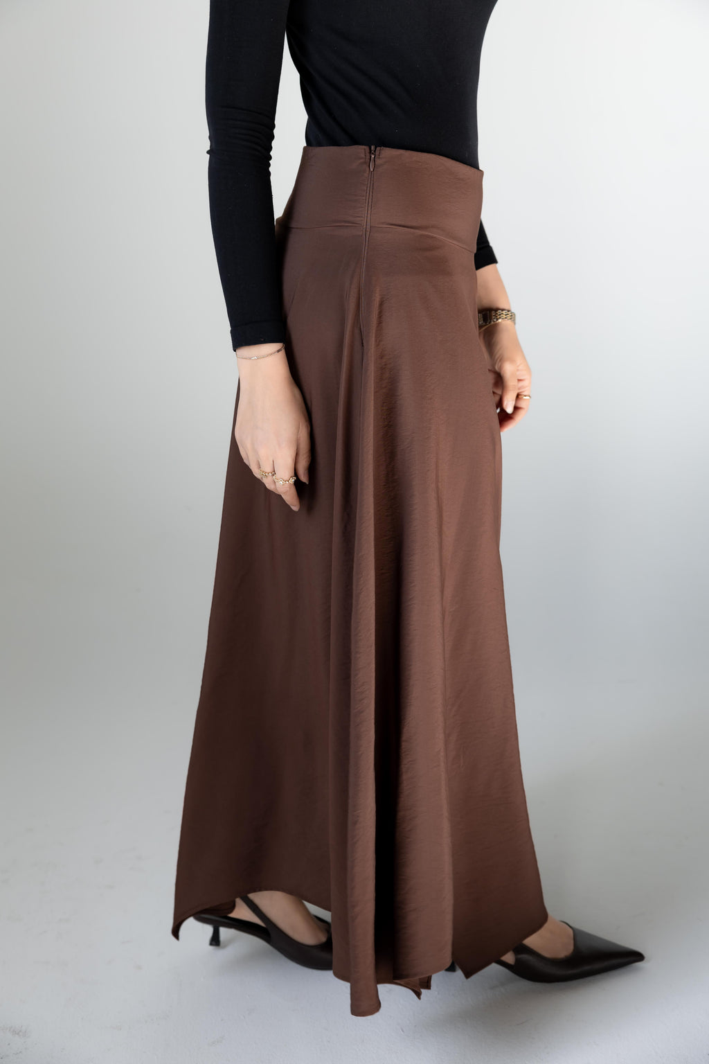 Petal Flow Skirt — Brown