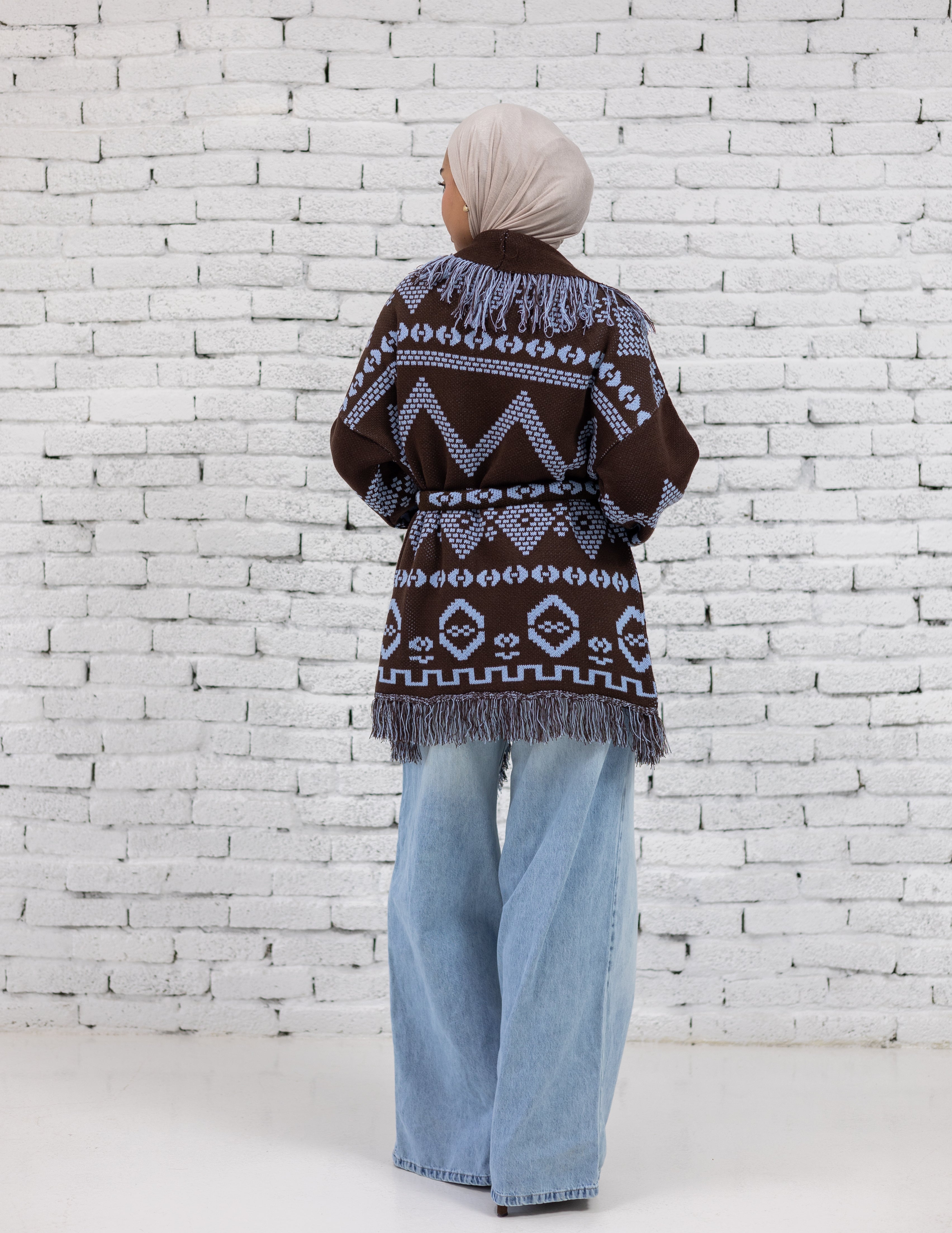 Rimal Fringed Cardigan - In Brown