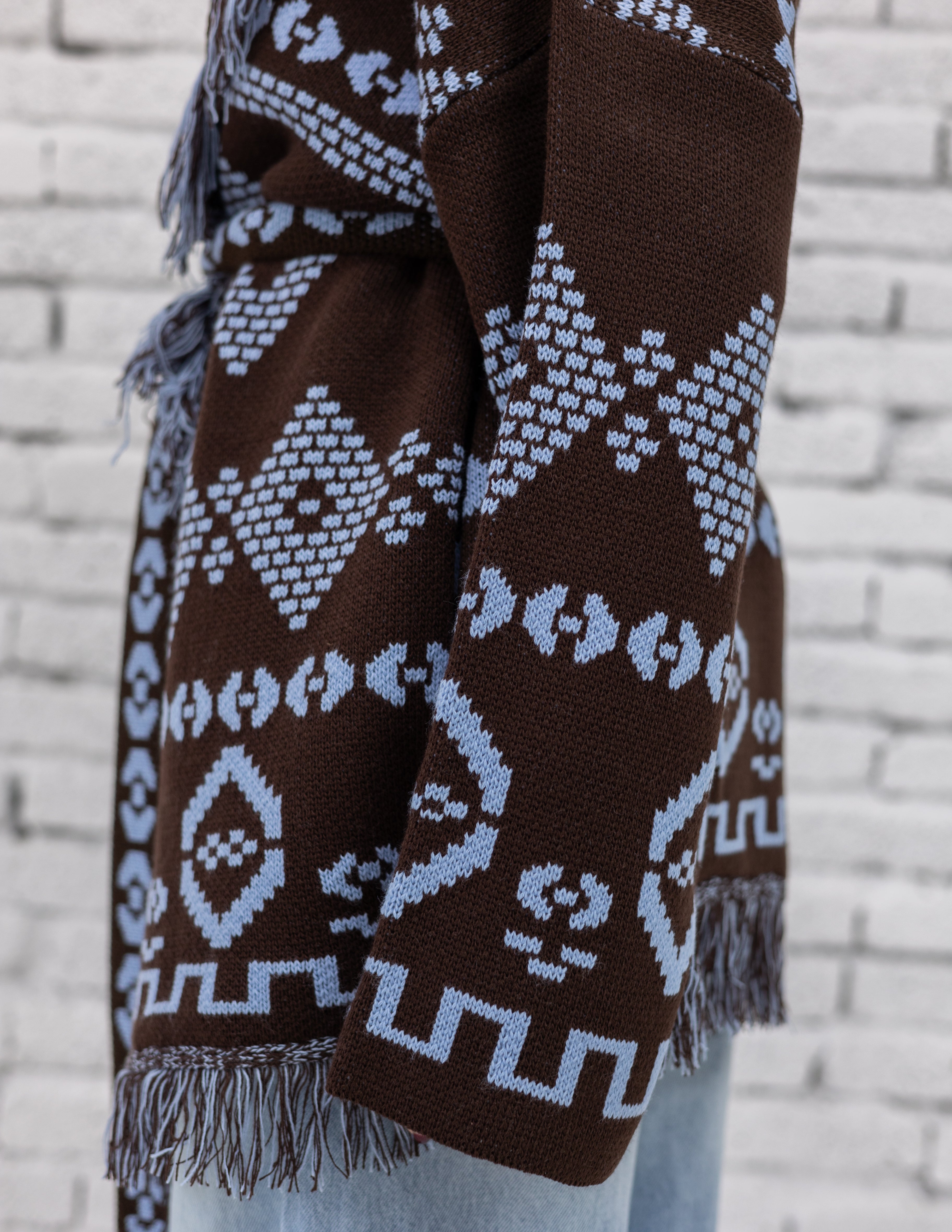 Rimal Fringed Cardigan - In Brown