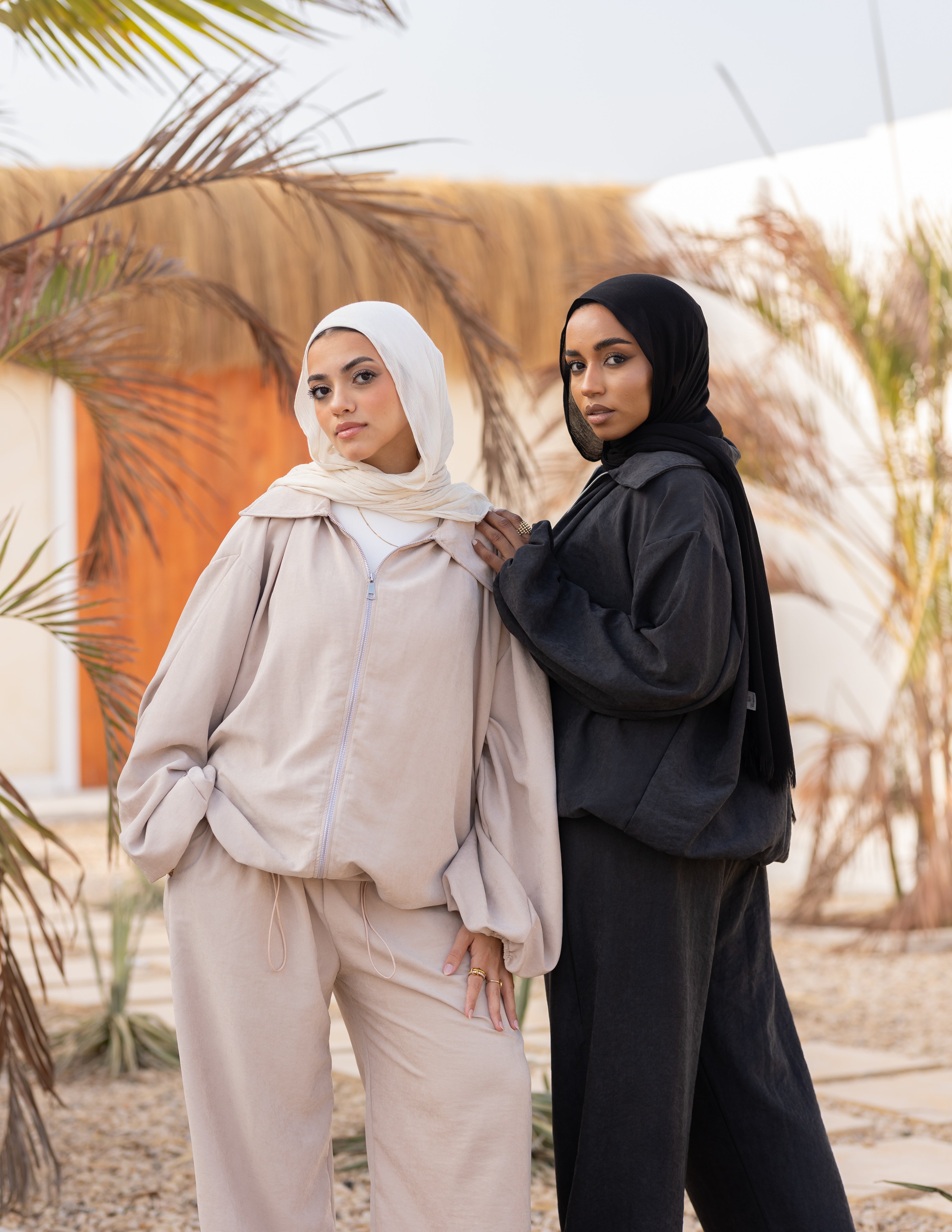 Flowy Bomber Set — Washed Black