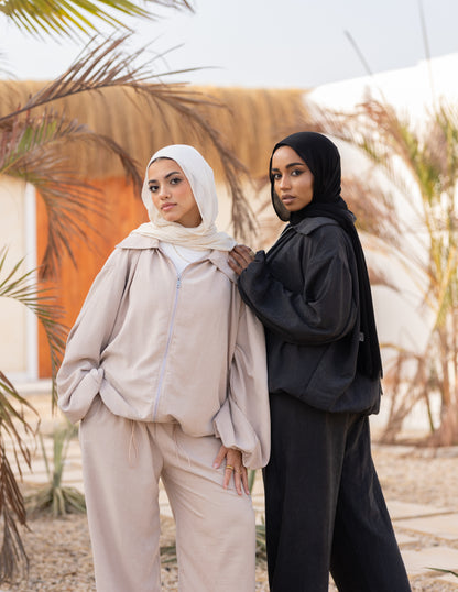 Flowy Bomber Set — Washed Black