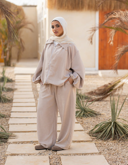 Flowy Bomber Set — Beige