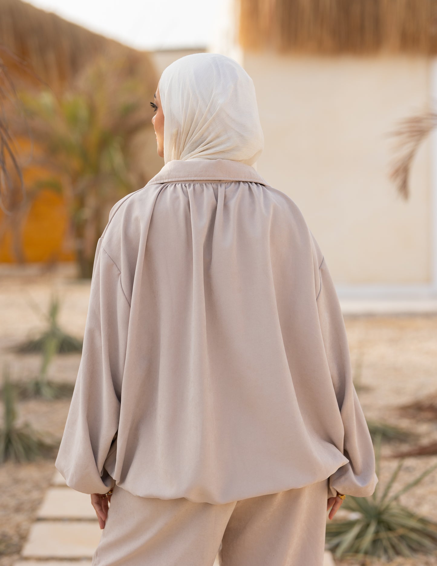 Flowy Bomber Set — Beige