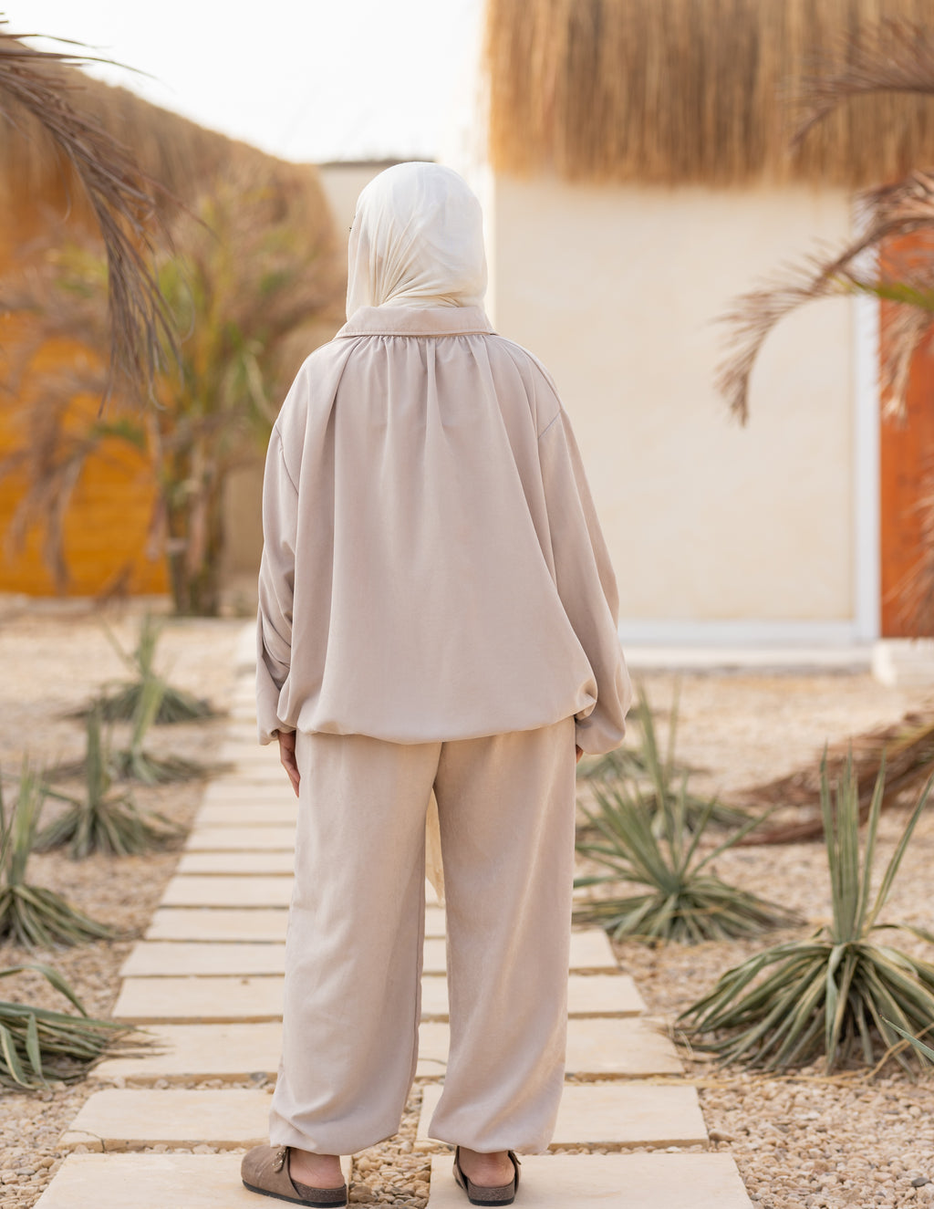 Flowy Bomber Set — Beige