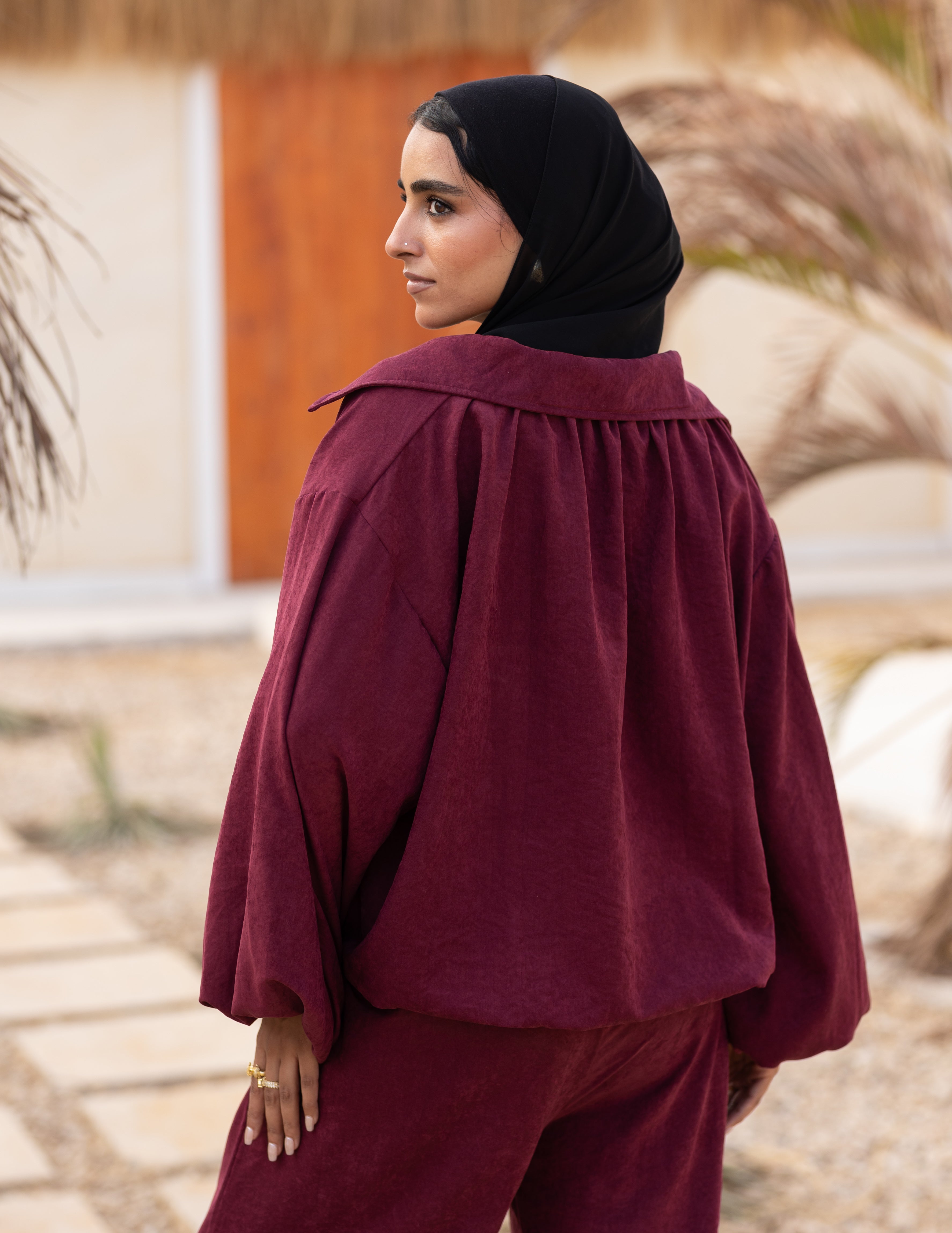 Flowy Bomber Set — Burgundy