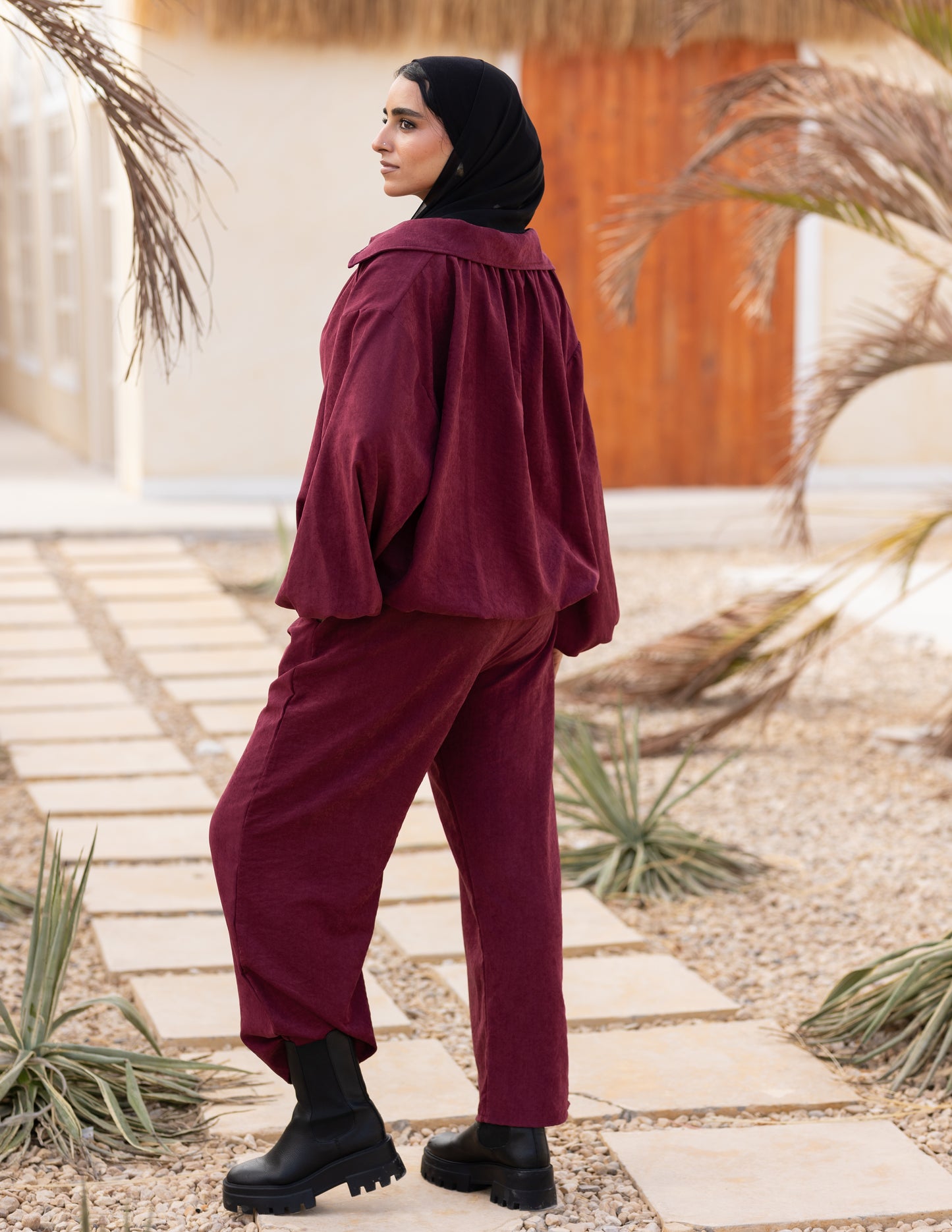 Flowy Bomber Set — Burgundy