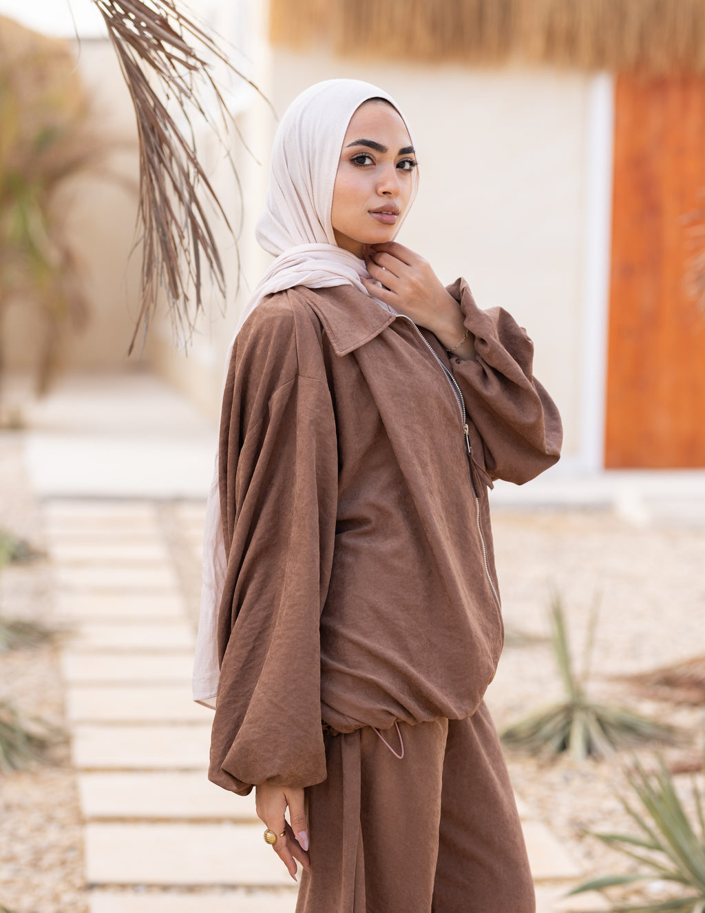 Flowy Bomber Set — Cocoa Brown