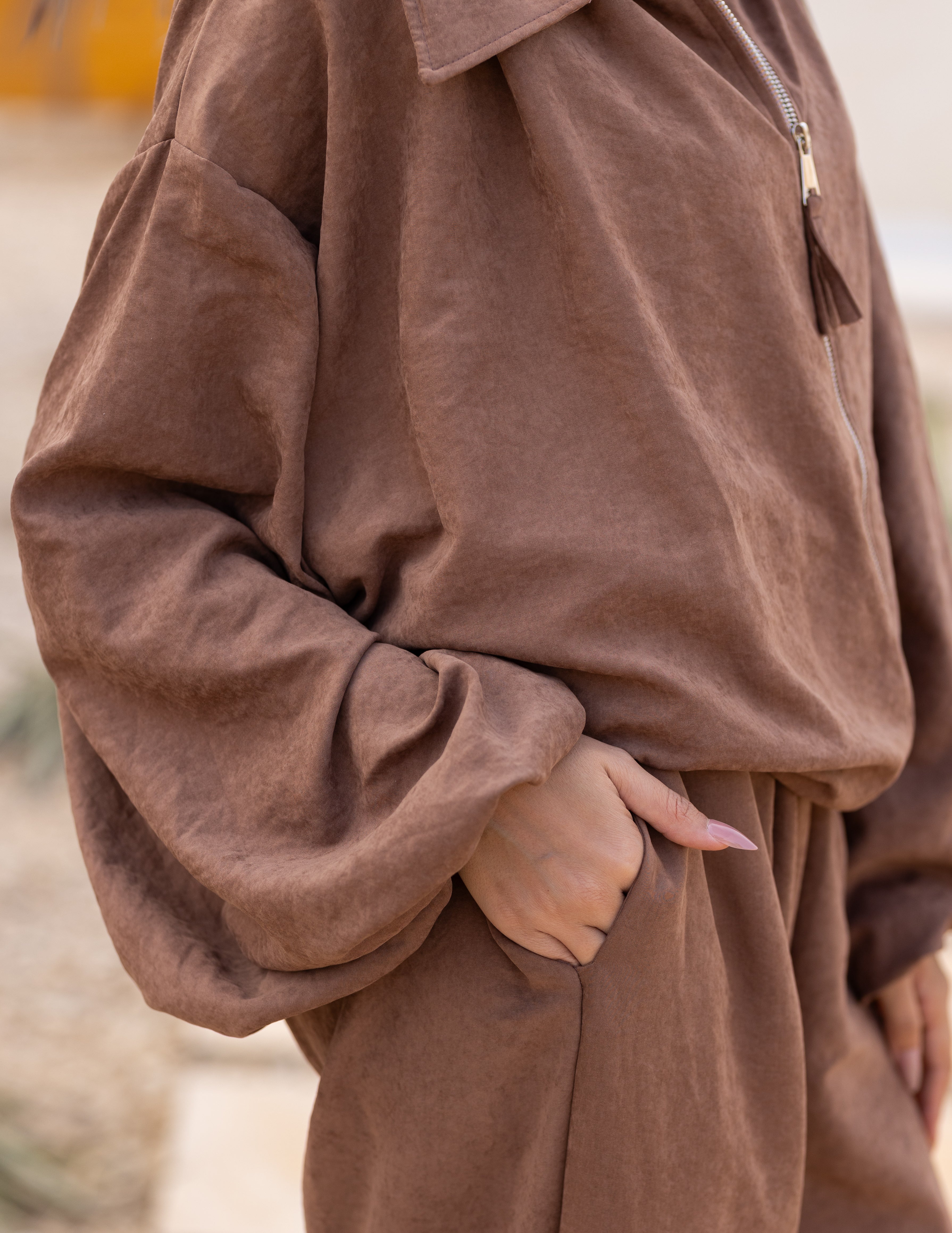 Flowy Bomber Set — Cocoa Brown