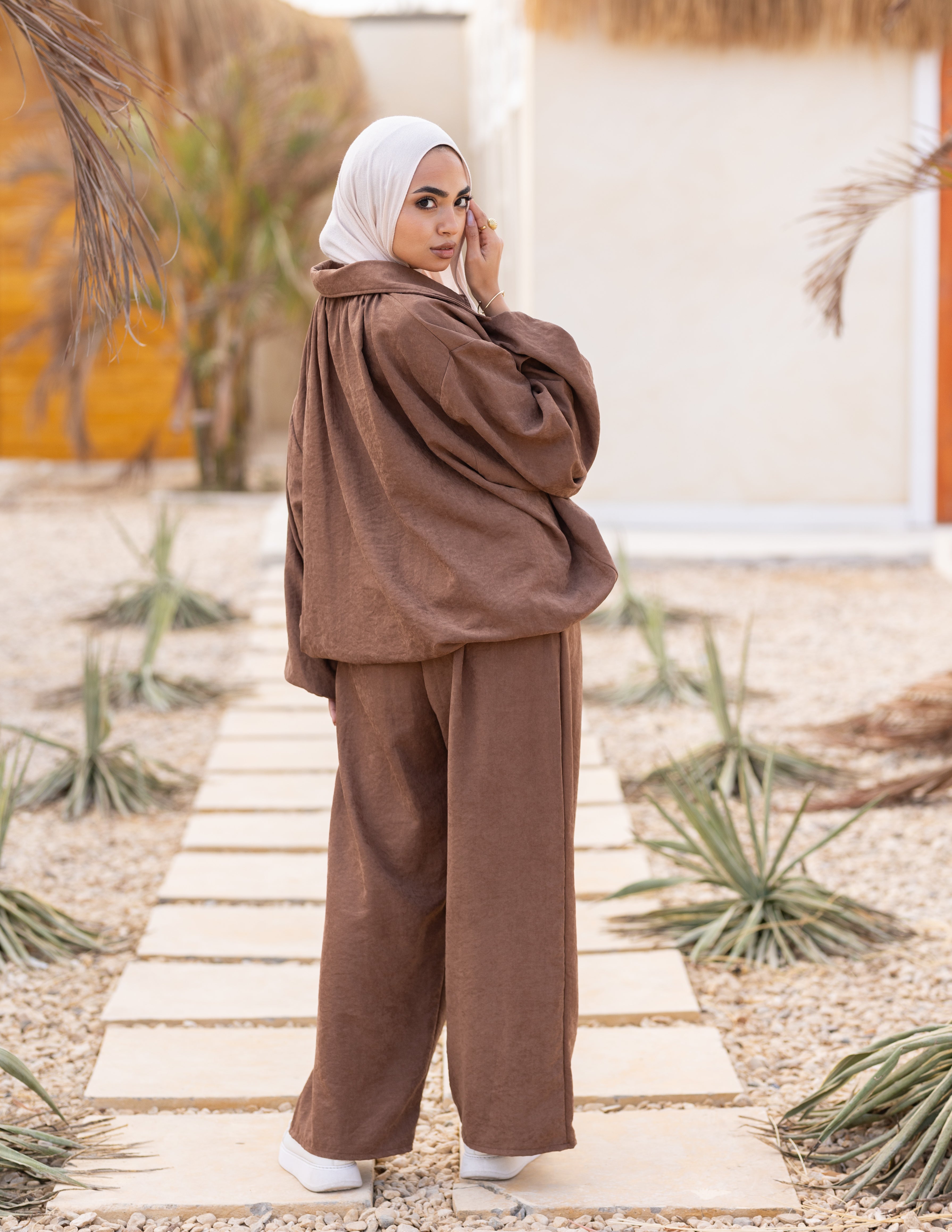 Flowy Bomber Set — Cocoa Brown