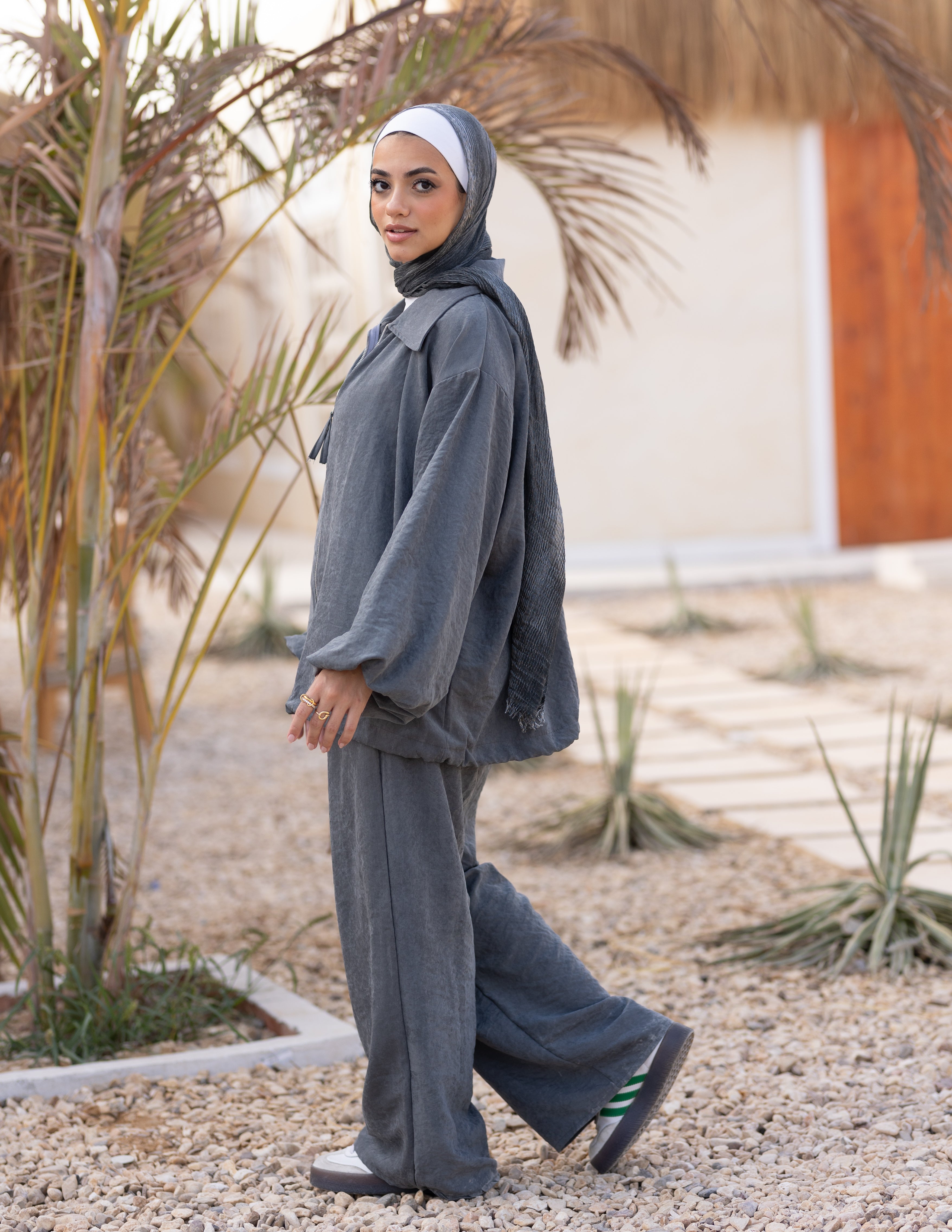 Flowy Bomber Set — Grey