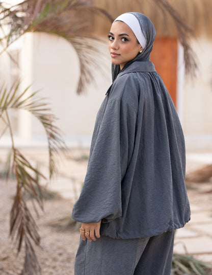 Flowy Bomber Set — Grey