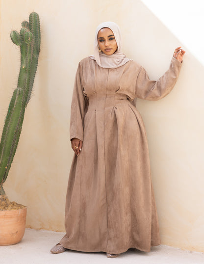 Soft Darts Dress — Washed Beige