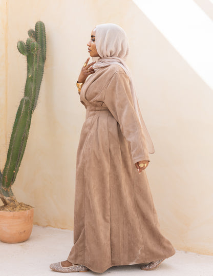 Soft Darts Dress — Washed Beige