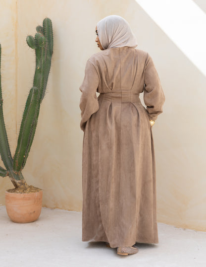 Soft Darts Dress — Washed Beige