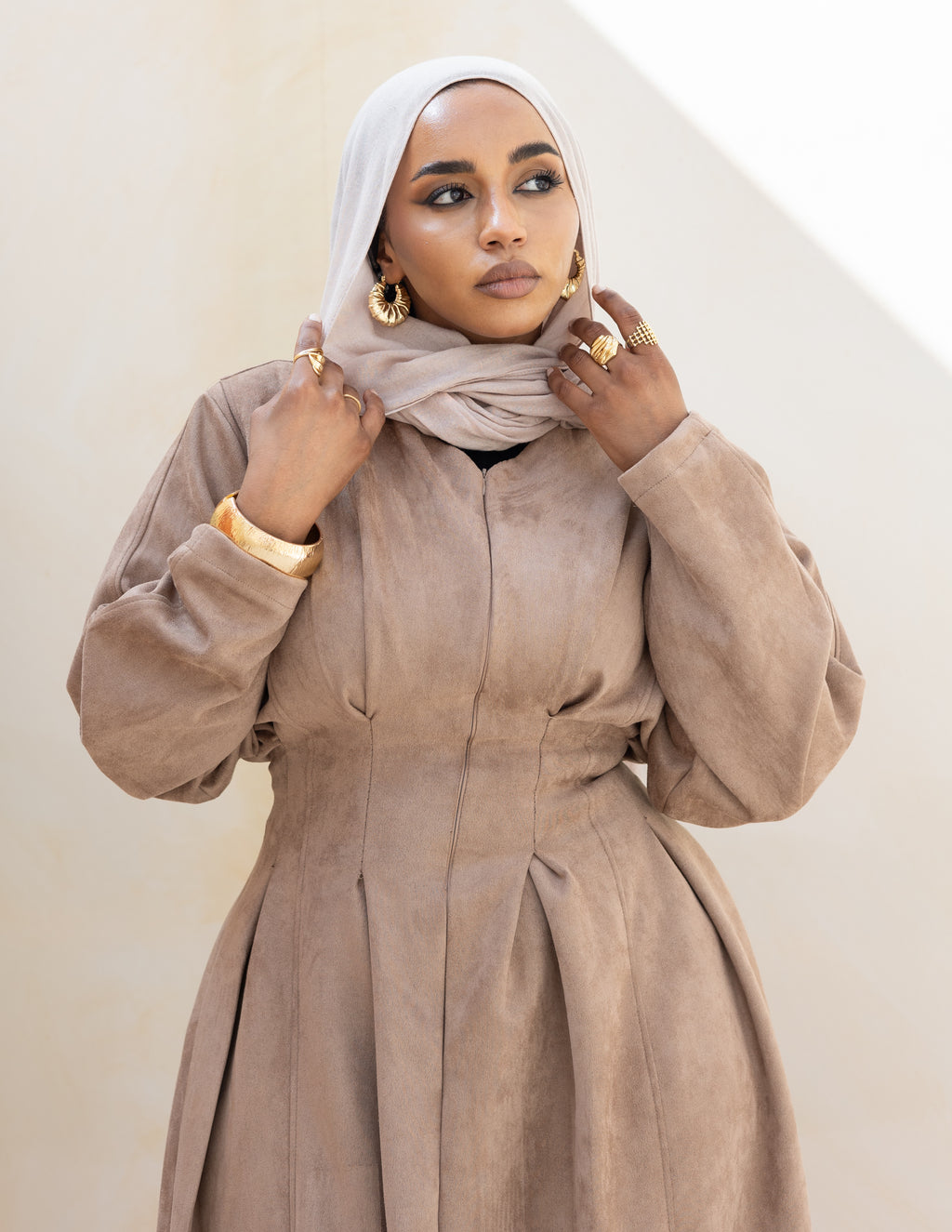 Soft Darts Dress — Washed Café