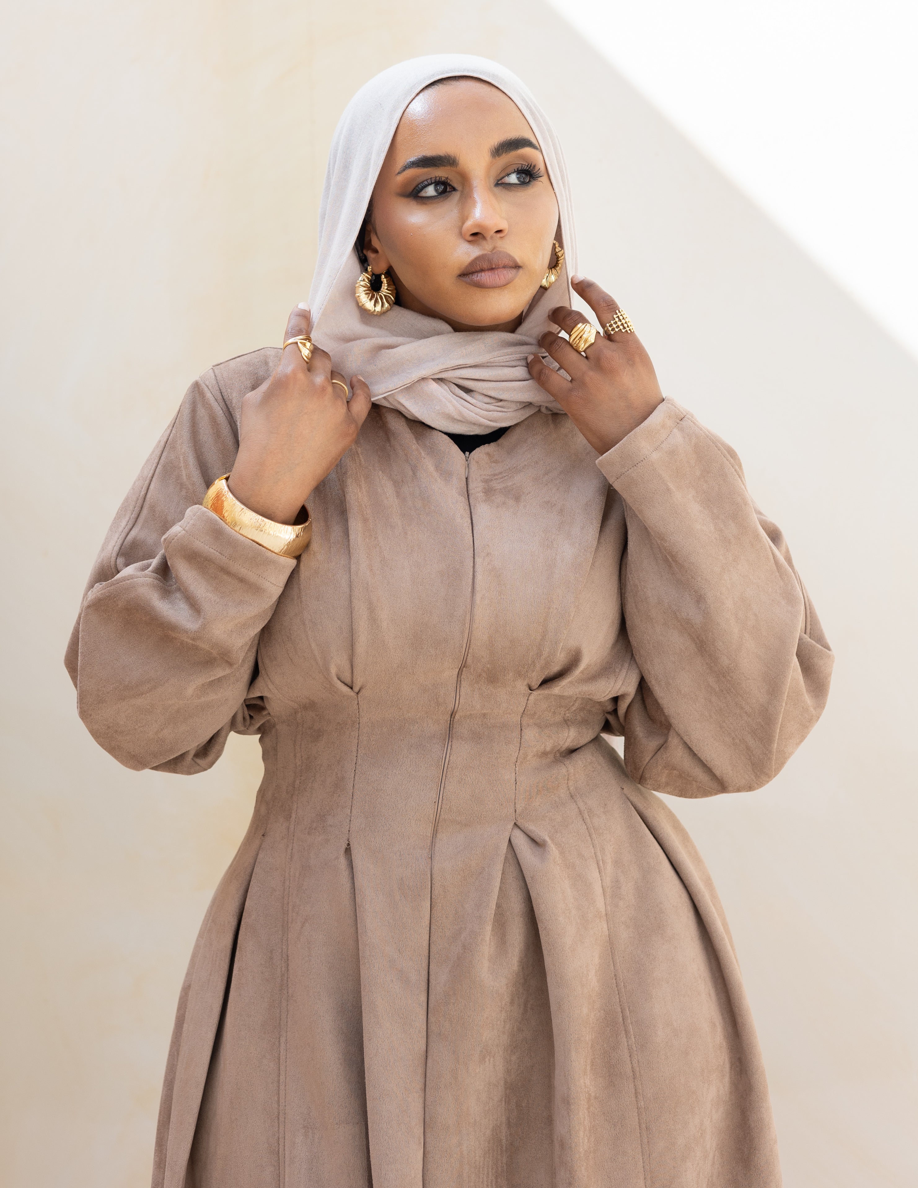 Soft Darts Dress — Washed Café