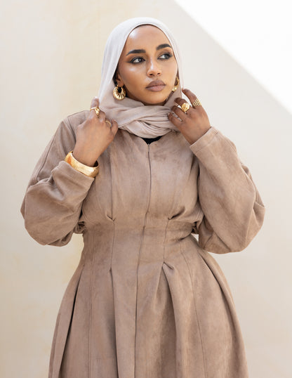 Soft Darts Dress — Washed Beige